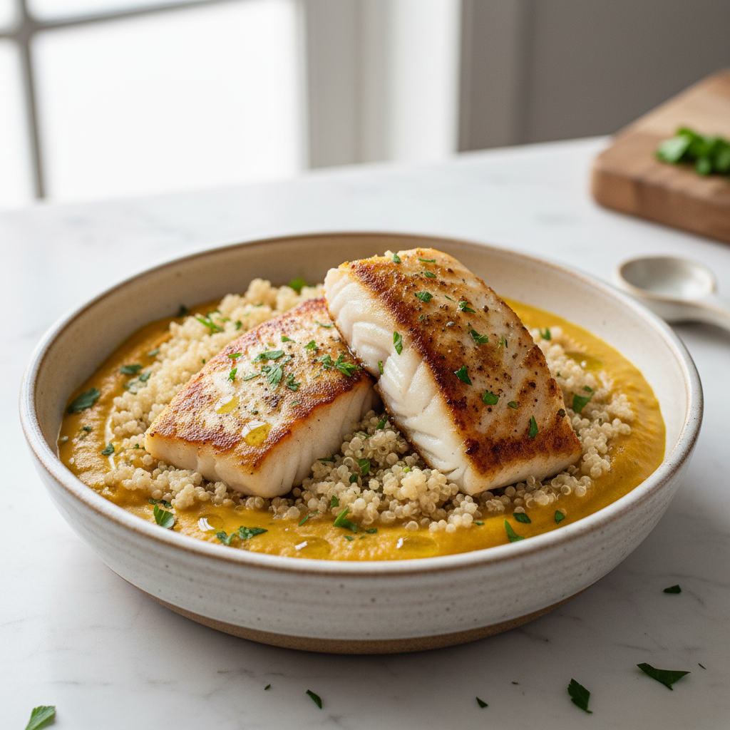 Golden Nurture Bowl with Pan-Seared Cod