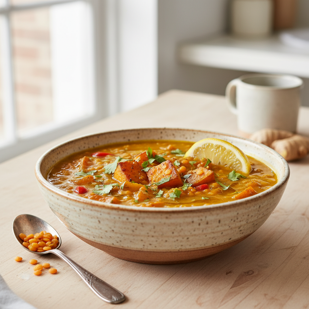 Golden Turmeric Lentil & Sweet Potato Stew