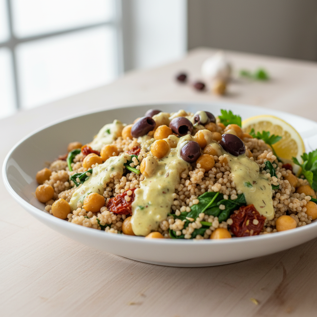 Mediterranean Creamy Couscous Power Bowl